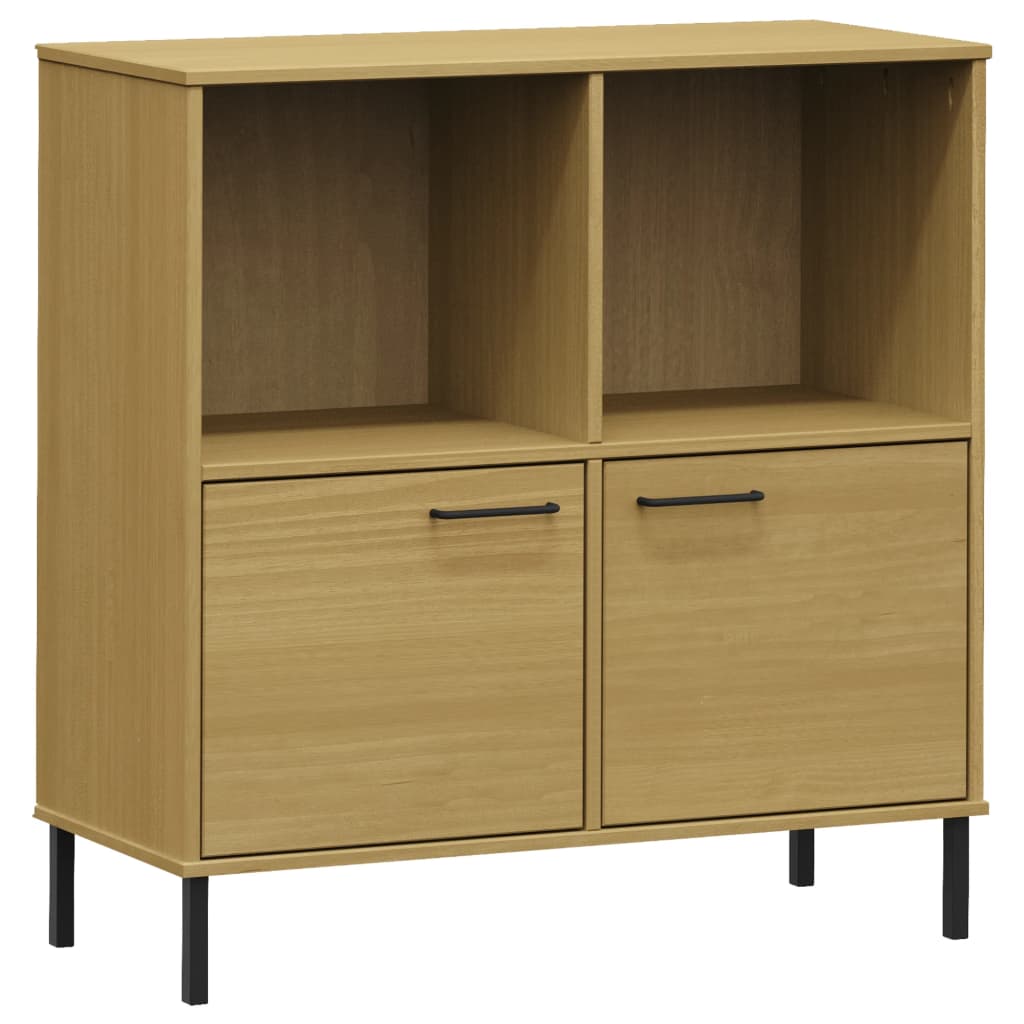 Libreria con Gambe Metallo Marrone 90x35x90,5 cm Massello OSLO