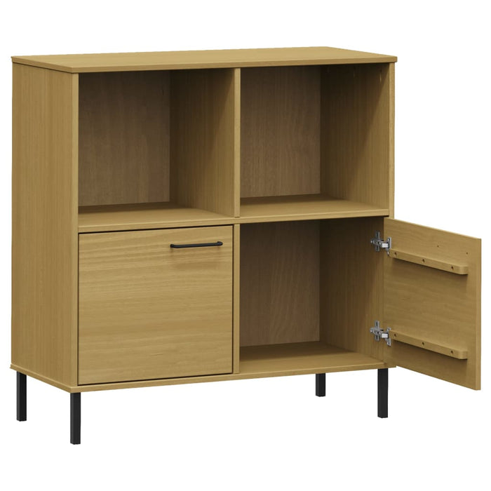 Libreria con Gambe Metallo Marrone 90x35x90,5 cm Massello OSLO