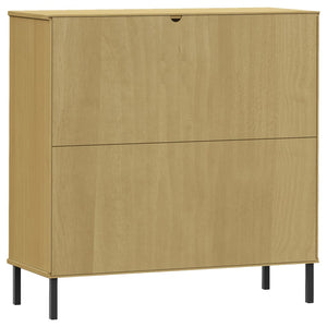 Libreria con Gambe Metallo Marrone 90x35x90,5 cm Massello OSLO