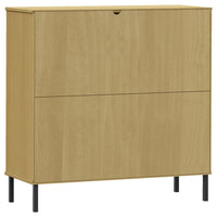 Libreria con Gambe Metallo Marrone 90x35x90,5 cm Massello OSLO 351015