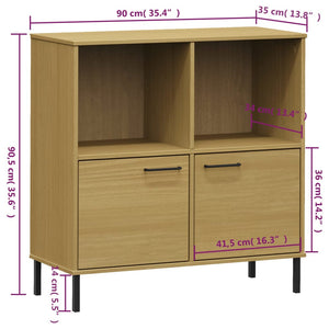 Libreria con Gambe Metallo Marrone 90x35x90,5 cm Massello OSLO