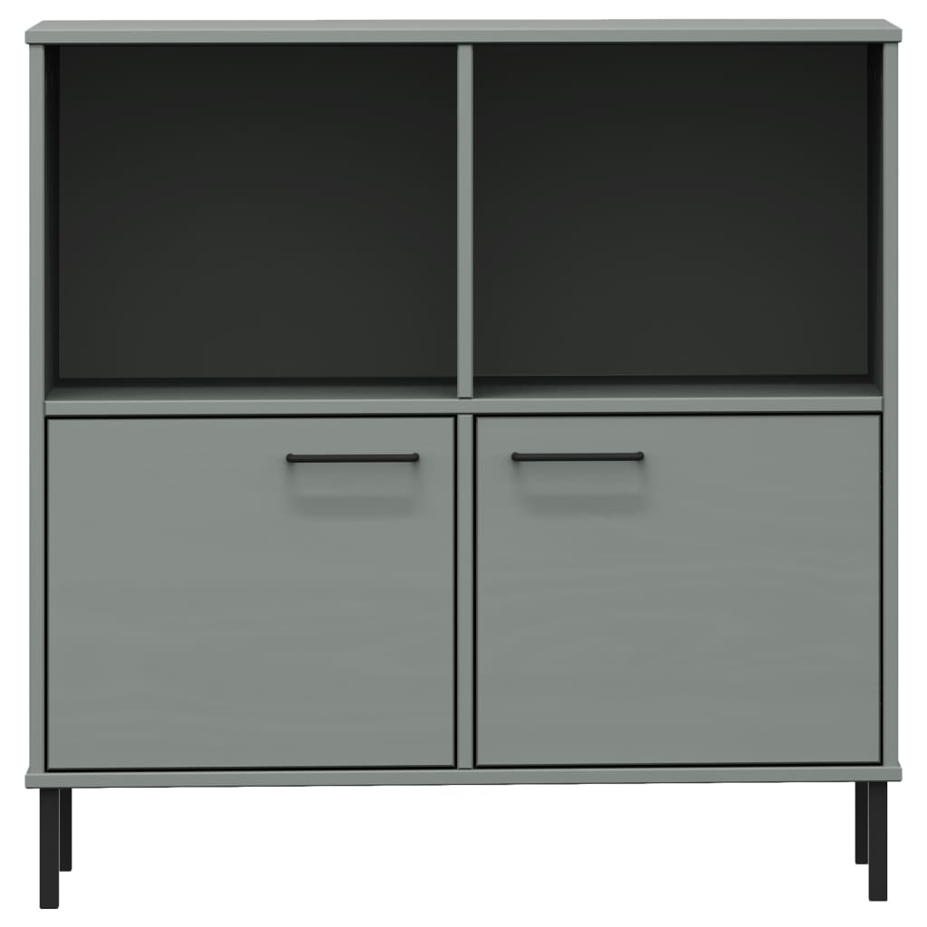 Libreria Gambe Metallo Grigio 90x35x90,5 cm Legno Massello OSLO