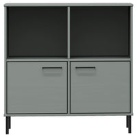 Libreria Gambe Metallo Grigio 90x35x90,5 cm Legno Massello OSLO