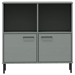 Libreria Gambe Metallo Grigio 90x35x90,5 cm Legno Massello OSLO