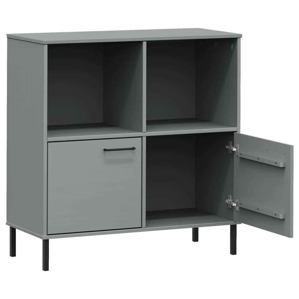 Libreria Gambe Metallo Grigio 90x35x90,5 cm Legno Massello OSLO