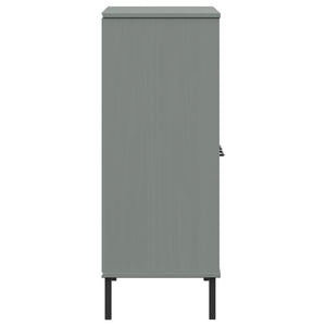 Libreria Gambe Metallo Grigio 90x35x90,5 cm Legno Massello OSLO