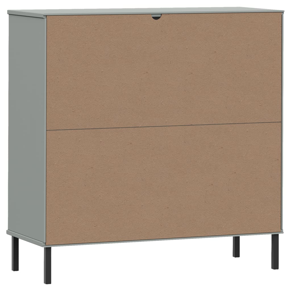 Libreria Gambe Metallo Grigio 90x35x90,5 cm Legno Massello OSLO