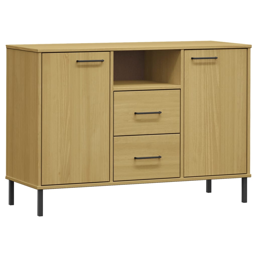 Credenza Gambe Metallo Marrone 113x40x77 cm Legno Massello OSLO