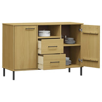 Credenza Gambe Metallo Marrone 113x40x77 cm Legno Massello OSLO