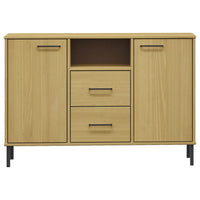 Credenza Gambe Metallo Marrone 113x40x77 cm Legno Massello OSLO