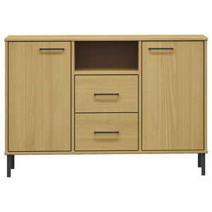 Credenza Gambe Metallo Marrone 113x40x77 cm Legno Massello OSLO