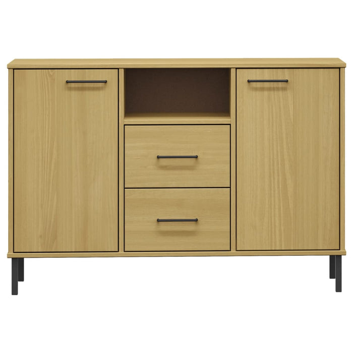 Credenza Gambe Metallo Marrone 113x40x77 cm Legno Massello OSLO