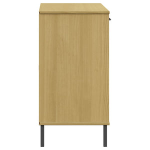 Credenza Gambe Metallo Marrone 113x40x77 cm Legno Massello OSLO