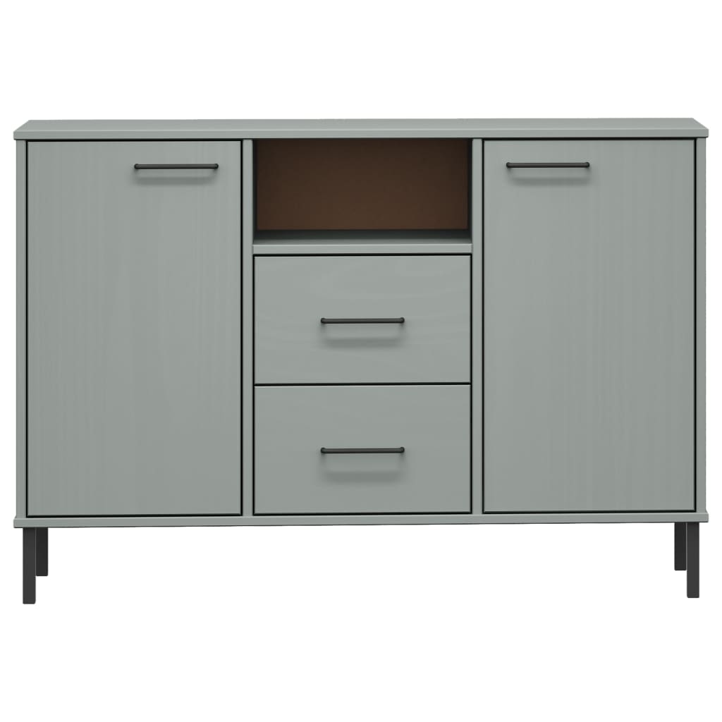 Credenza Gambe Metallo Grigio 113x40x77 cm Legno Massello OSLO