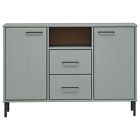 Credenza Gambe Metallo Grigio 113x40x77 cm Legno Massello OSLO