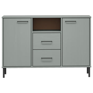 Credenza Gambe Metallo Grigio 113x40x77 cm Legno Massello OSLO