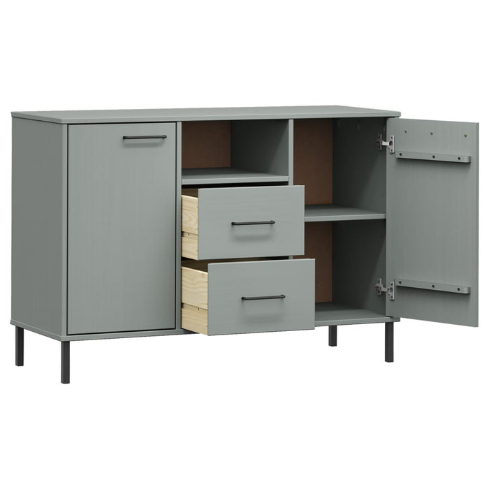 Credenza Gambe Metallo Grigio 113x40x77 cm Legno Massello OSLO