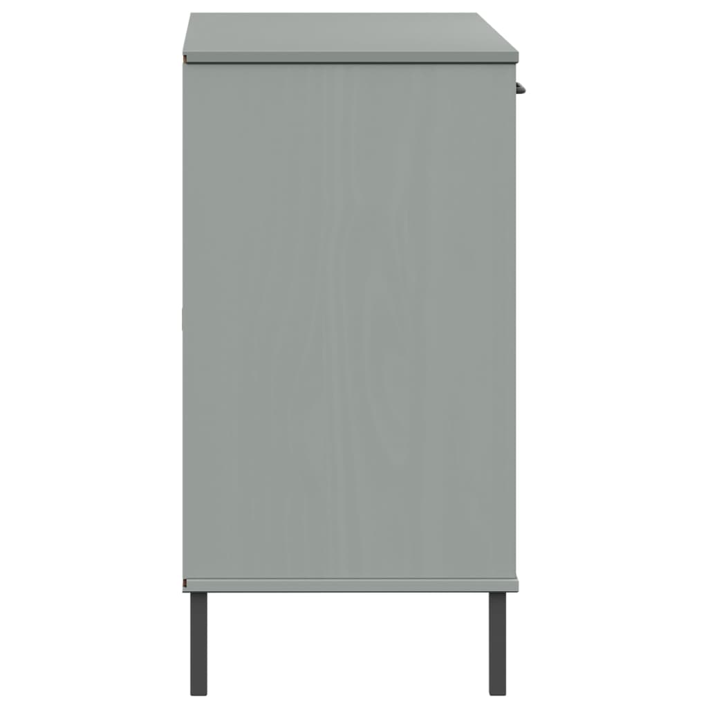 Credenza Gambe Metallo Grigio 113x40x77 cm Legno Massello OSLO