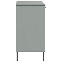 Credenza Gambe Metallo Grigio 113x40x77 cm Legno Massello OSLO