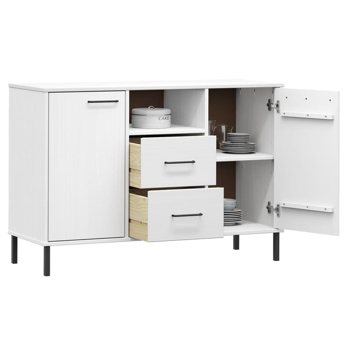 Credenza Gambe Metallo Bianco 113x40x77 cm Legno Massello OSLO 351020