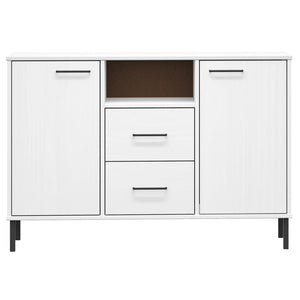 Credenza Gambe Metallo Bianco 113x40x77 cm Legno Massello OSLO 351020