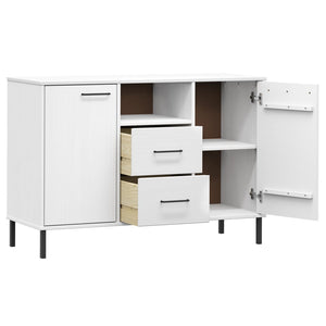 Credenza Gambe Metallo Bianco 113x40x77 cm Legno Massello OSLO 351020