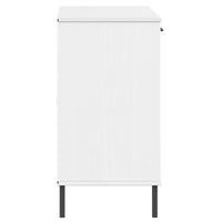 Credenza Gambe Metallo Bianco 113x40x77 cm Legno Massello OSLO