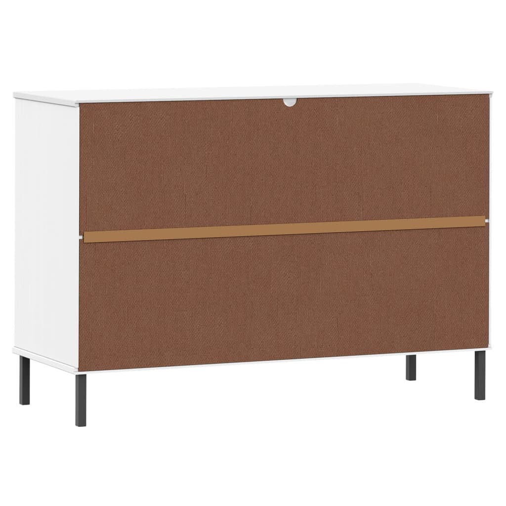 Credenza Gambe Metallo Bianco 113x40x77 cm Legno Massello OSLO