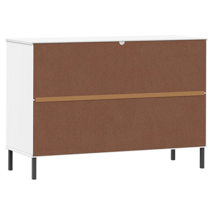 Credenza Gambe Metallo Bianco 113x40x77 cm Legno Massello OSLO 351020