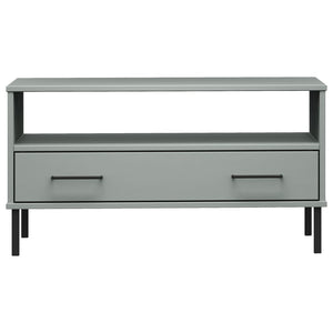 Tavolino Gambe Metallo Grigio 85x50x45 cm Legno Massello OSLO