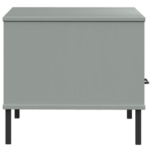 Tavolino Gambe Metallo Grigio 85x50x45 cm Legno Massello OSLO