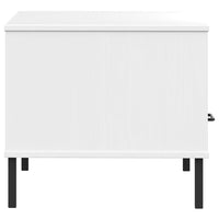 Tavolino Gambe Metallo Bianco 85x50x45 cm Legno Massello OSLO