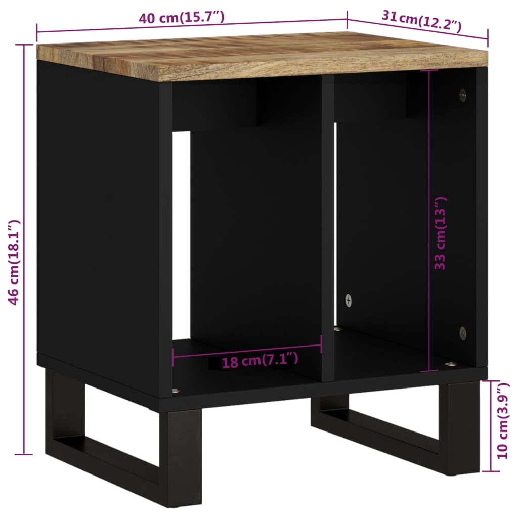 Tavolino 40x31x46 cm Legno Massello Mango e Legno Multistrato 350644