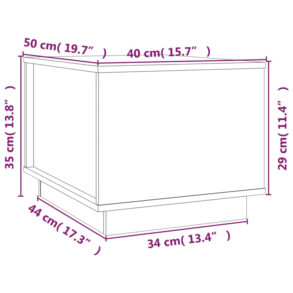 Tavolino da Salotto 40x50x35 cm in Legno Massello di Pino