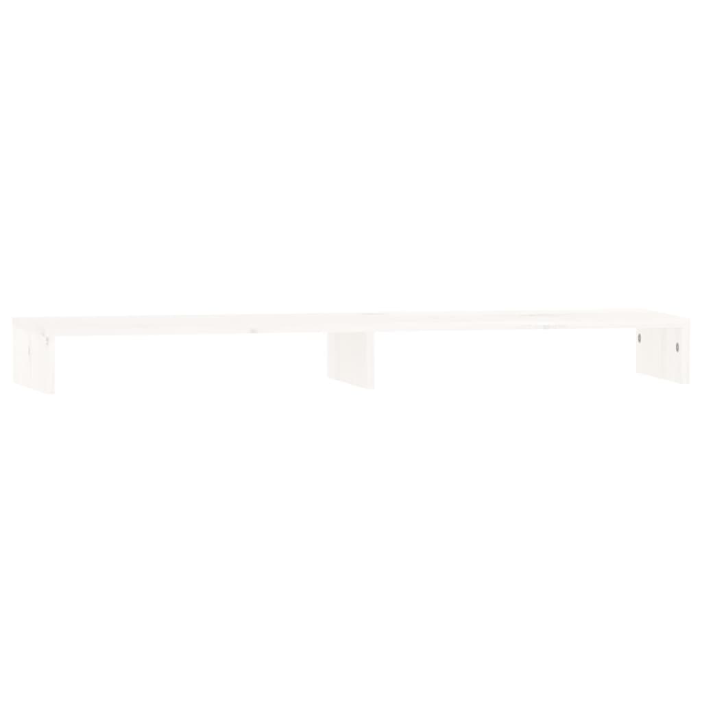 Supporto per Monitor Bianco 100x27x10 cm Legno Massello di Pino 813950