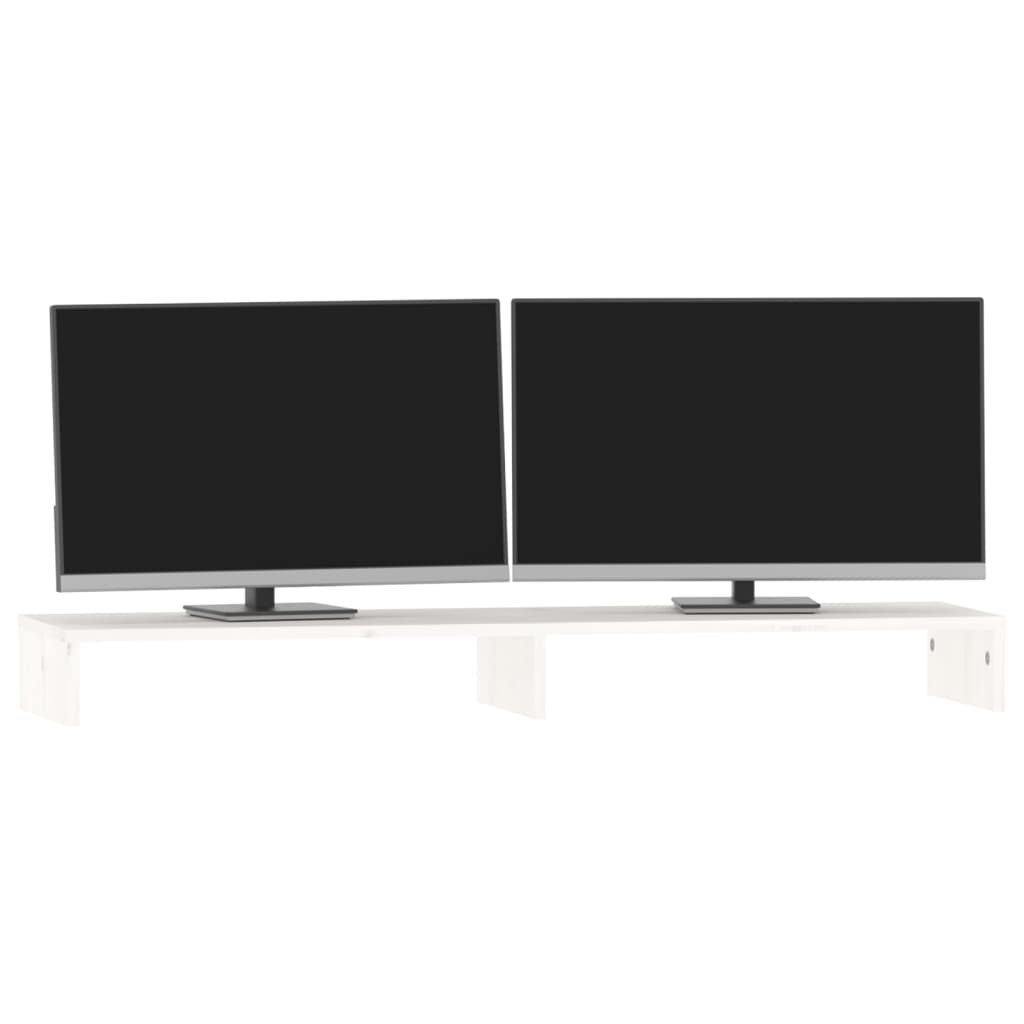 Supporto per Monitor Bianco 100x27x10 cm Legno Massello di Pino 813950