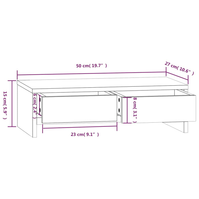 Supporto per Monitor Miele 50x27x15 cm Legno Massello di Pino 813957