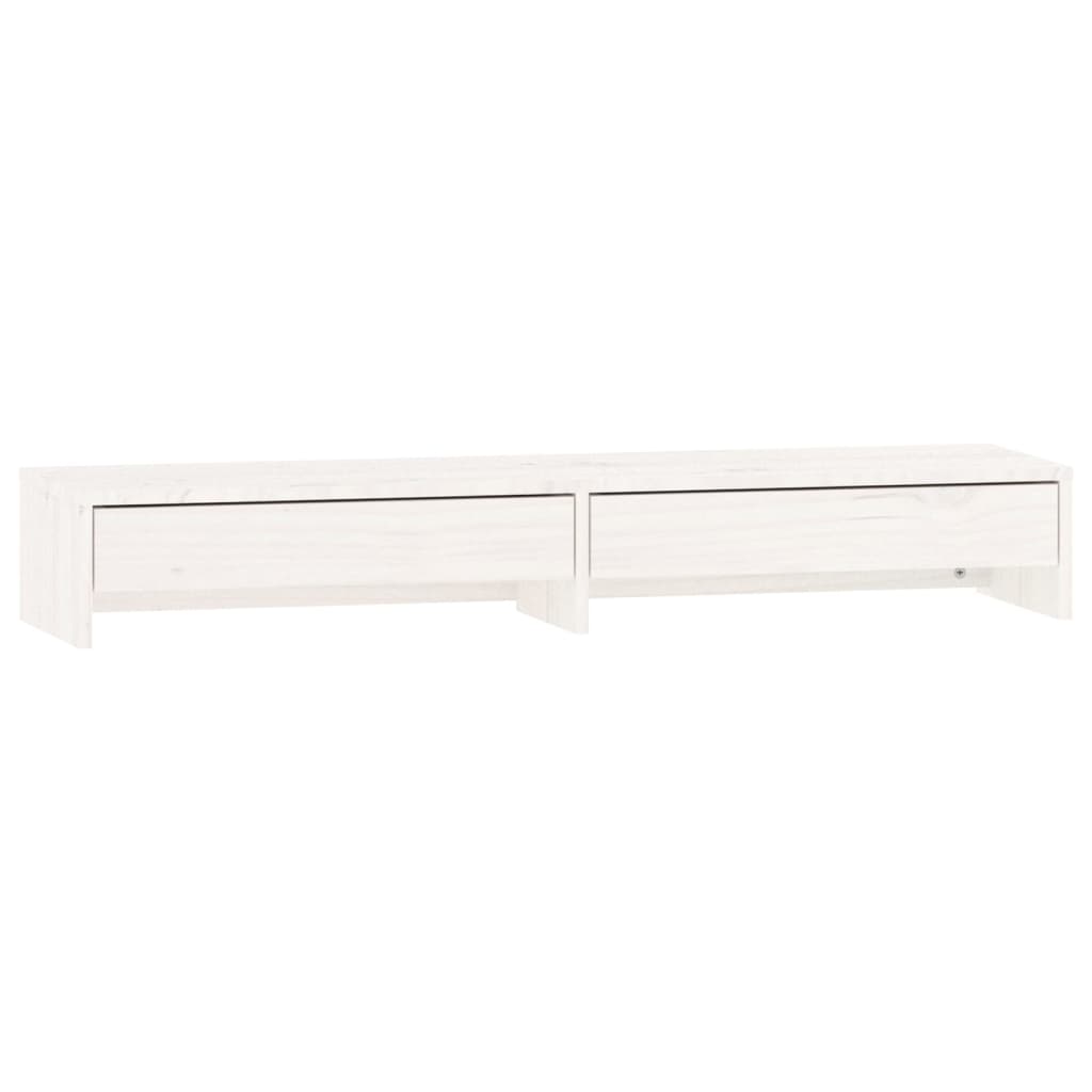 Supporto per Monitor Bianco 100x27x15 cm Legno Massello di Pino 813960