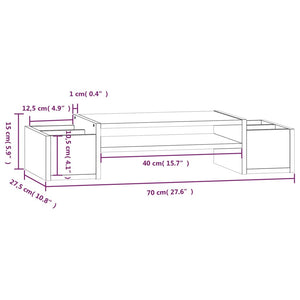 Supporto per Monitor Bianco 70x27,5x15cm Legno Massello di Pino cod mxl 67331