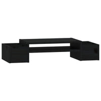 Supporto per Monitor Nero 70x27,5x15cm Legno Massello di Pino 813968