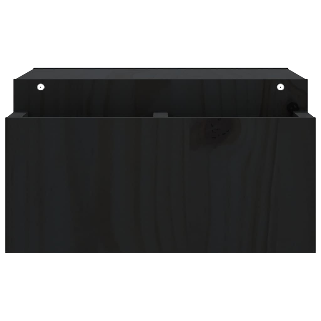 Supporto per Monitor Nero 70x27,5x15cm Legno Massello di Pino 813968