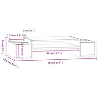 Supporto per Monitor Nero 70x27,5x15cm Legno Massello di Pino 813968