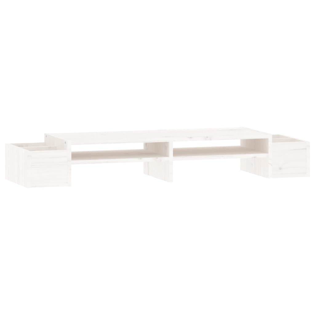 Supporto per Monitor Bianco100x27,5x15cm Legno Massello di Pino cod mxl 62818