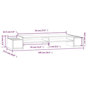 Supporto per Monitor Nero 100x27,5x15cm Legno Massello di Pino cod mxl 61208