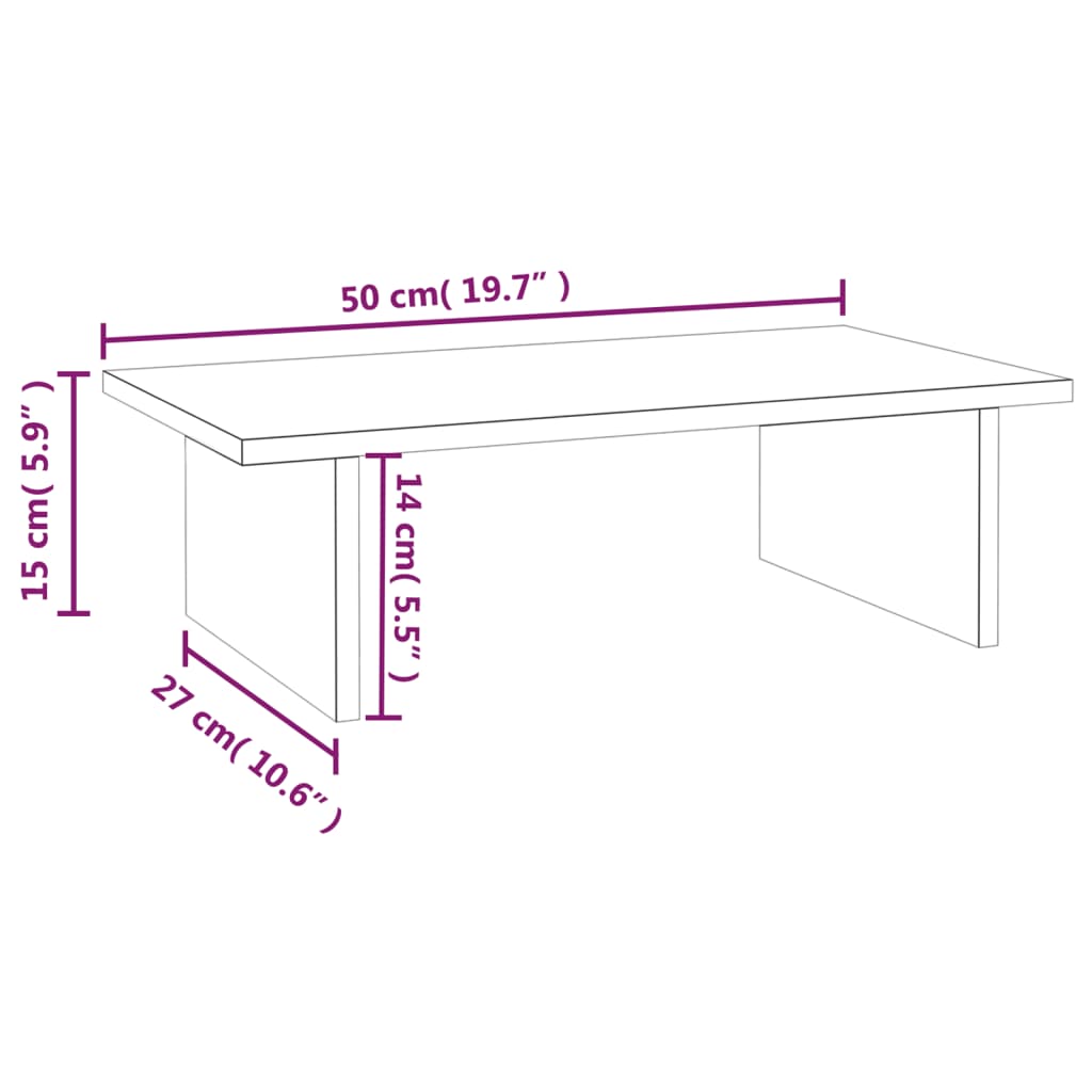 Supporto per Monitor Grigio 50x27x15 cm Legno Massello di Pino 813976