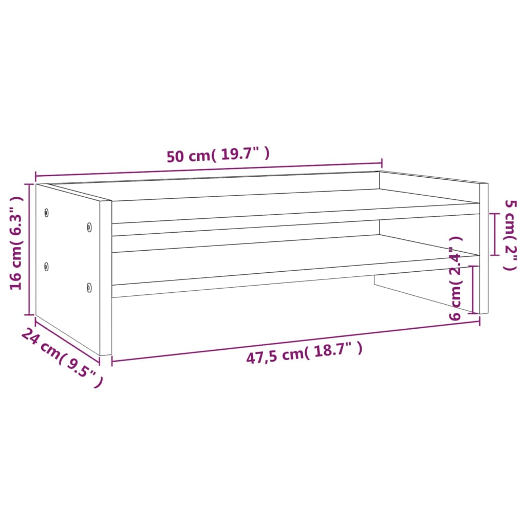 Supporto per Monitor 50x24x16 cm in Legno Massello di Pino cod mxl 65387