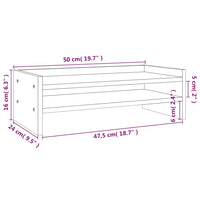 Supporto per Monitor Nero 50x24x16 cm in Legno Massello di Pino 813988