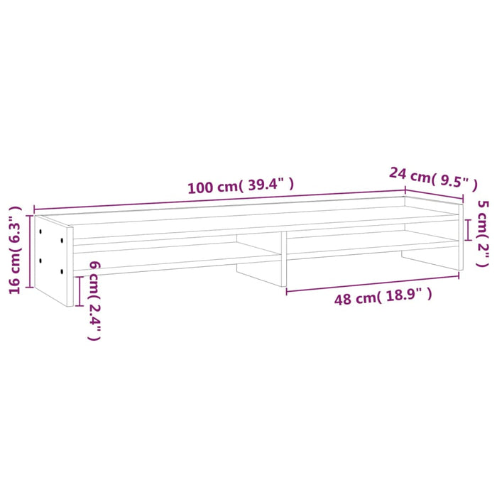 Supporto per Monitor 100x24x16 cm in Legno Massello di Pino cod mxl 65388