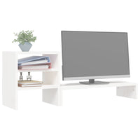 Supporto per Monitor Bianco 81x20x30 cm Legno Massello di Pino 813995