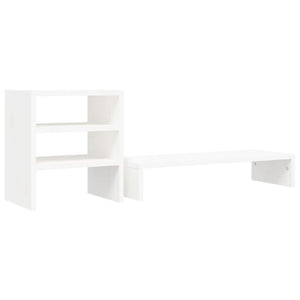 Supporto per Monitor Bianco 81x20x30 cm Legno Massello di Pino 813995